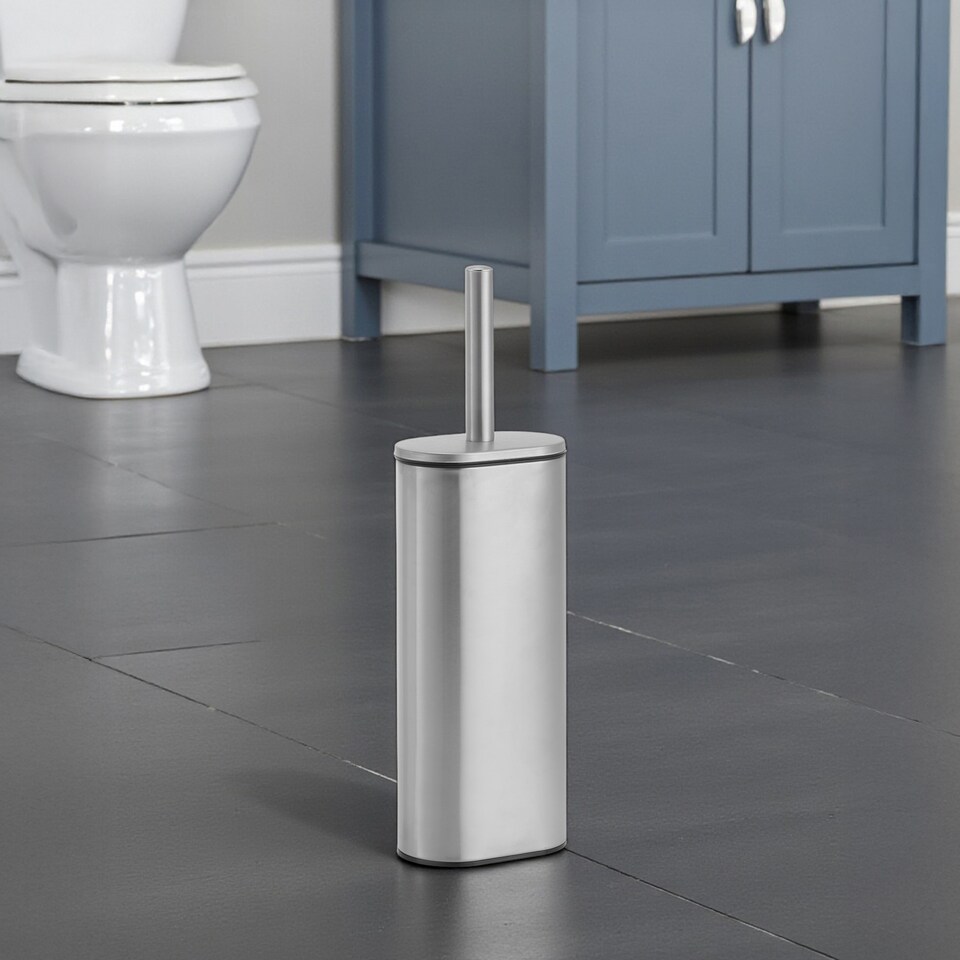 image 1 of Showerdrape Fortuna Stainless Steel Toilet Brush and Holder Satin Silver Chrome | Multi | 1
