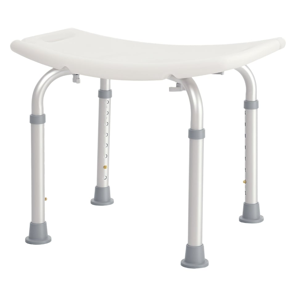 image 1 of HOMCOM Aluminium Shower Stool w/ Adjustable Height Non-Slip Bath Stool White