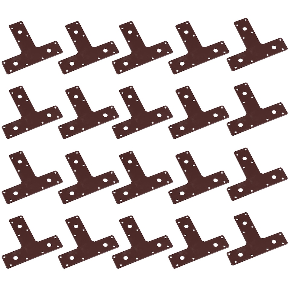 image 1 of T-Shape Bracket Brace Fastener Plate 150 x 90 x 37mm Joist Joiner Mending 20PK