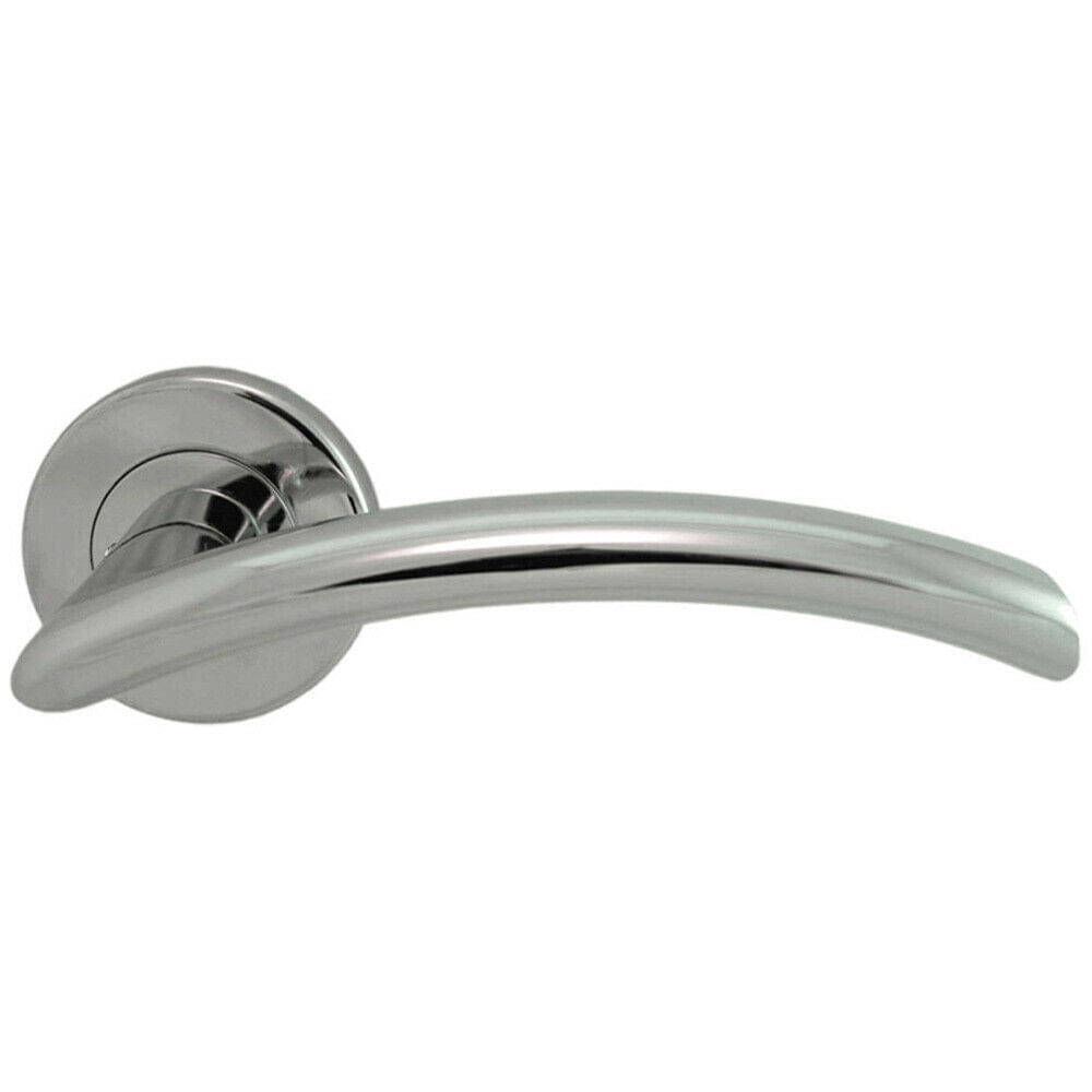 Loops PAIR Oval Shaped Arched Bar Handle Concealed Fix Round Rose Polished Chrome