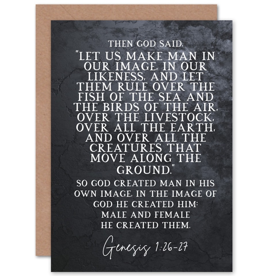 image 1 of Genesis 1:26-27 Let Us Make Man Our Image Bible Verse Christian Card