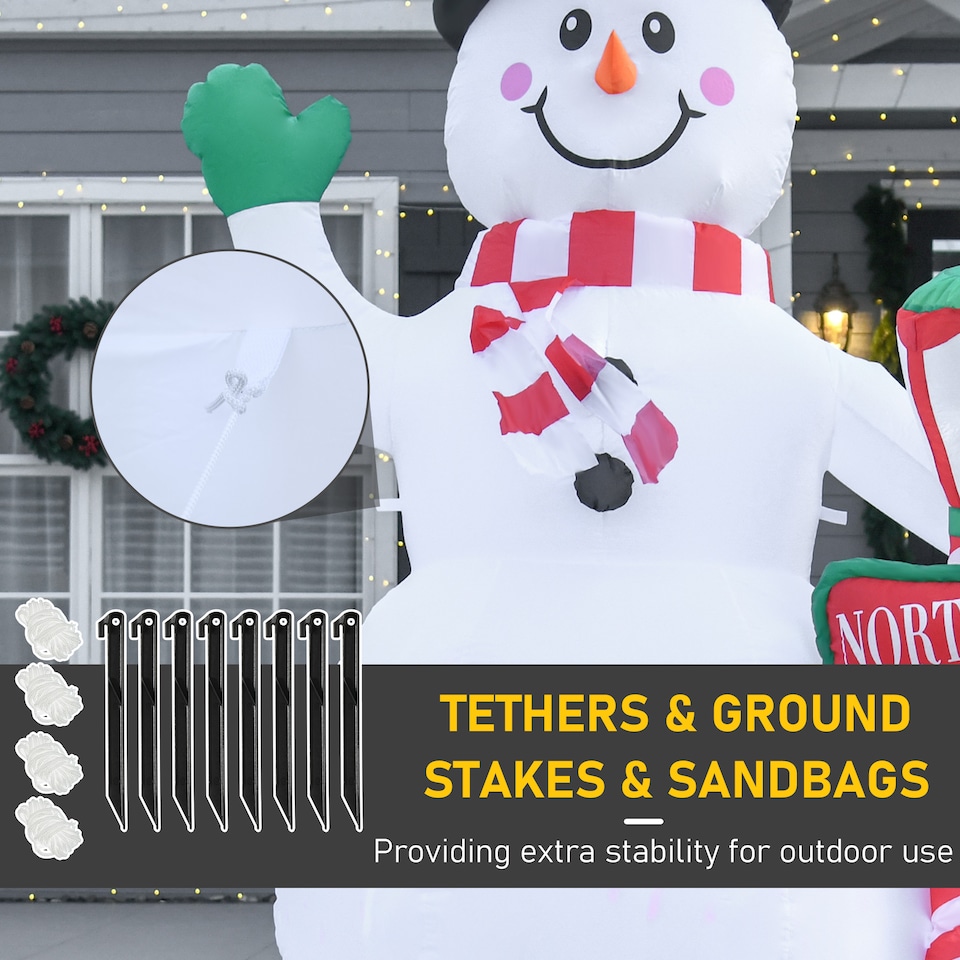 image 1 of HOMCOM 8ft Tall Christmas Inflatable Snowman with Street Lamp, Lighted for Home Indoor Outdoor Garden Lawn Decoration Party Prop