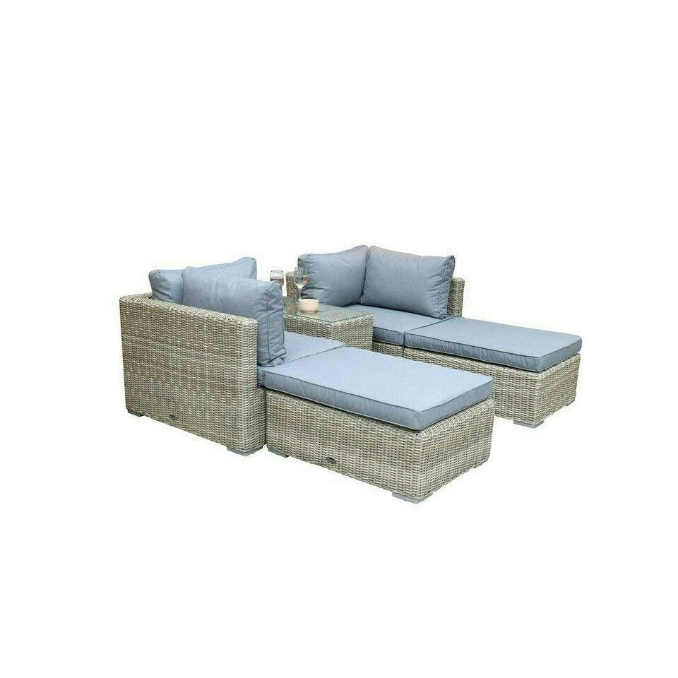 image 1 of Wentworth 4 Seater Multi Relaxer Set with Cushions - Synthetic Rattan - H52 x W75 x L40 cm - Natural