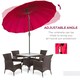 image 4 of Outsunny 2.5m Round Curved Adjustable Parasol Sun Umbrella Metal Pole Red