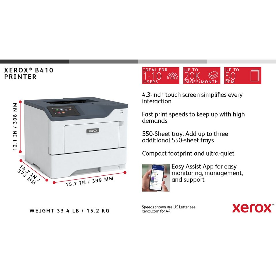 image 1 of Xerox B410 A4 Mono Laser Printer