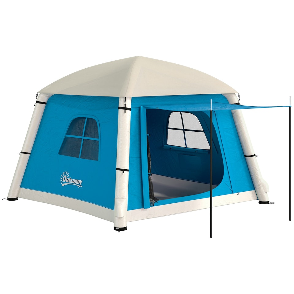 image 1 of Outsunny Inflatable Camping Tent, Easy Setup 2 Man Tent, Brown