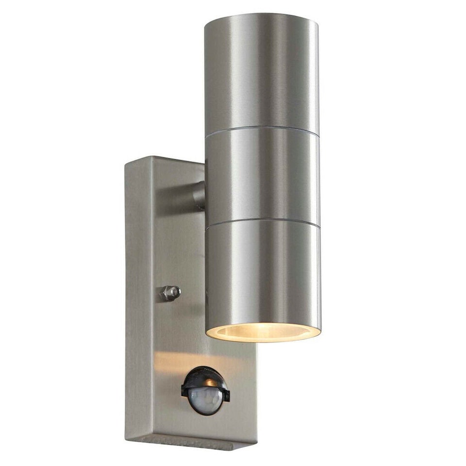 image 1 of IP44 Outdoor Twin Light Stainless Steel Round Doorway Lamp Wall Porch Security