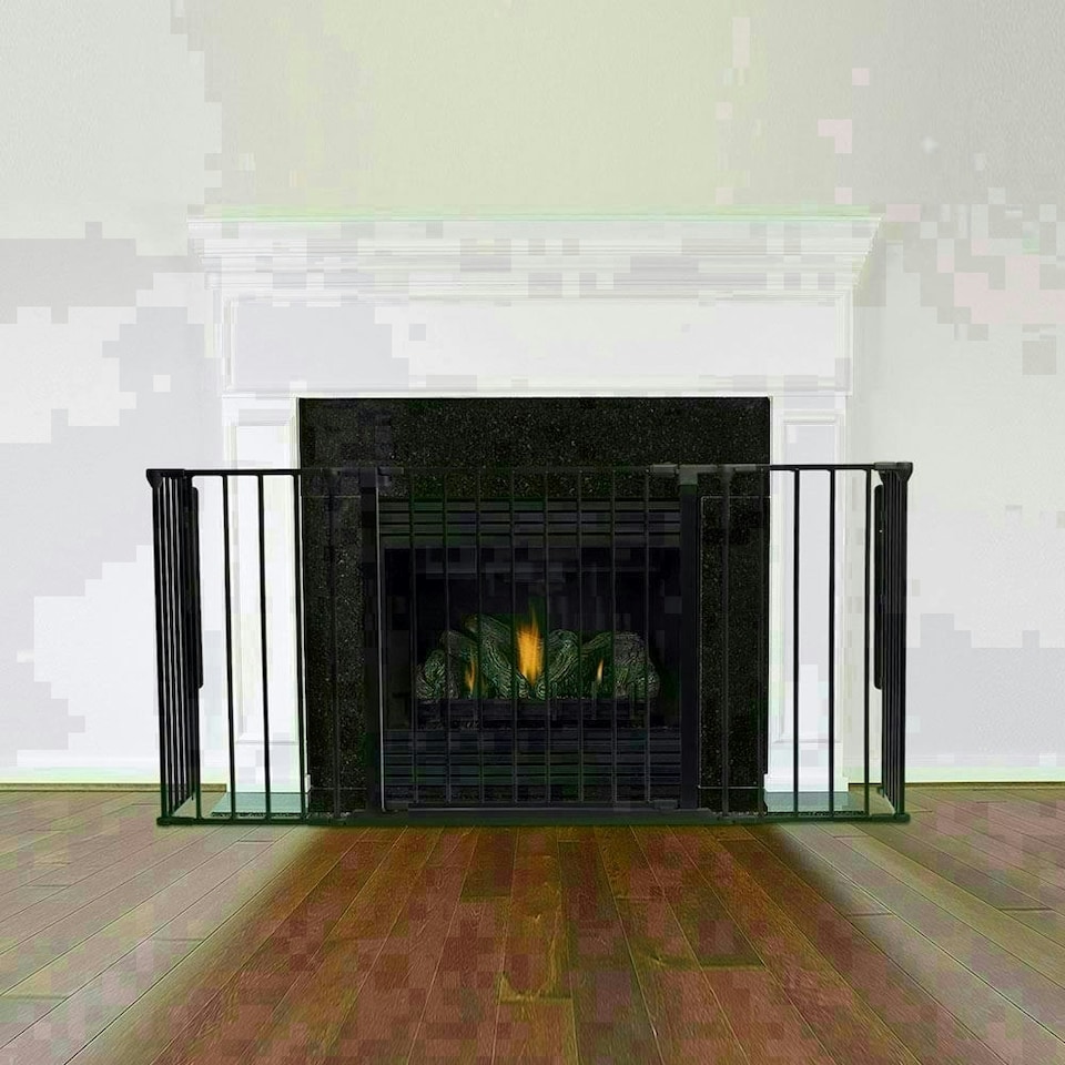 image 1 of Safetots Multi Panel Fire Surround, 38cm Deep x 138cm Wide, Black, 70cm Tall, Child and Pet Safety, Baby and Toddler Fire Guard