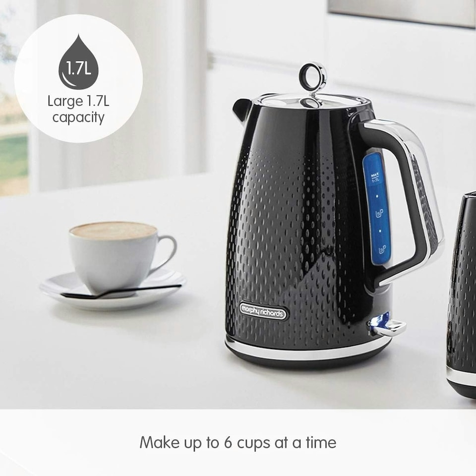 image 1 of Morphy Richards Verve Jug Kettle In Black, 3000W 1.7L 7 Cup Capacity - 103010