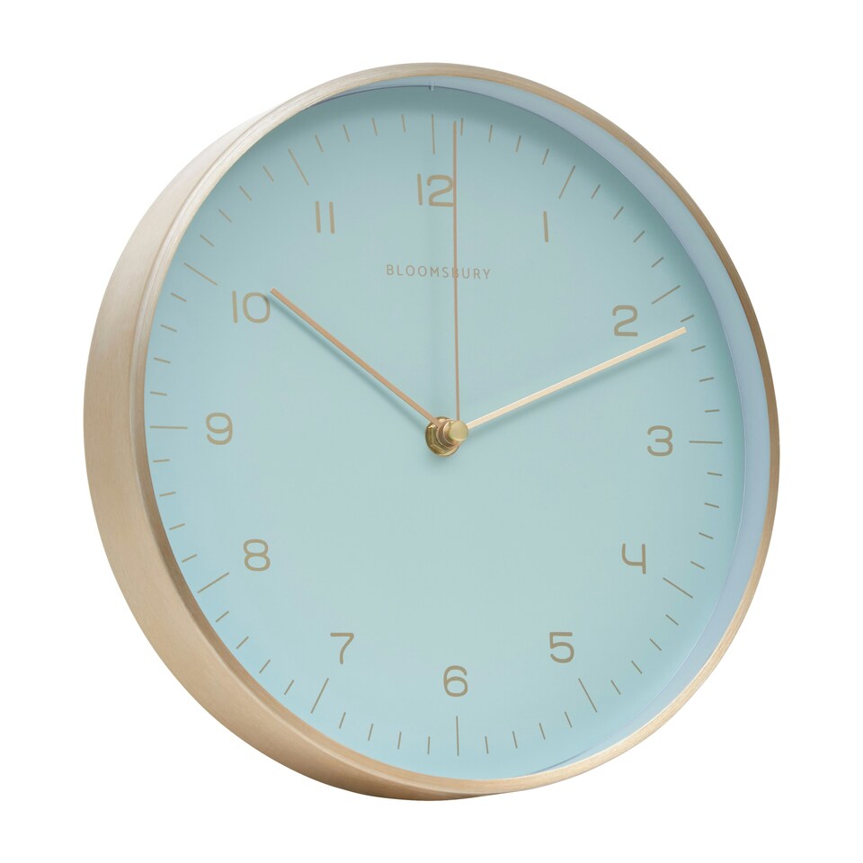 image 1 of Interiors by Premier Versatile Gold And Mint Green Finish Wall Clock, Functional And Stylish Indoor Clock, Wall Clock For Outdoor
