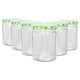 image 1 of Argon Tableware Glass Jam Jars with Green Gingham Lids - 380ml - Pack of 6