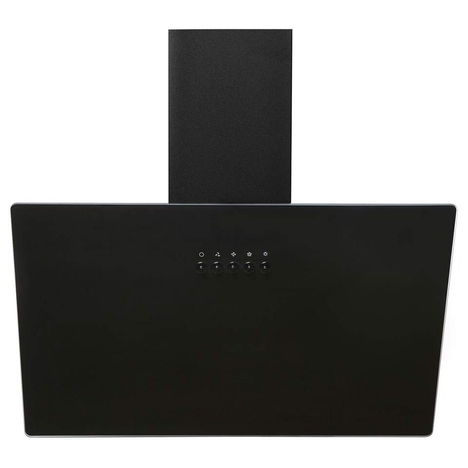 image 1 of SIA AH60BL 60cm Black Angled Glass Chimney Cooker Hood Kitchen Extractor Fan With 3 Speeds & LED Lights