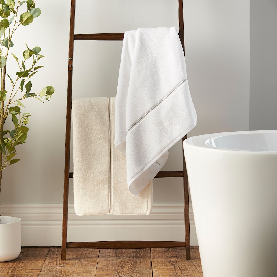 image 1 of Bianca Zero Twist Satin Stitch Cotton Bath Sheet | Cream | Bath sheet