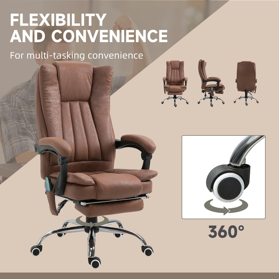 image 1 of Vinsetto High Back Office Chair with Vibration Massage and Heat, Brown