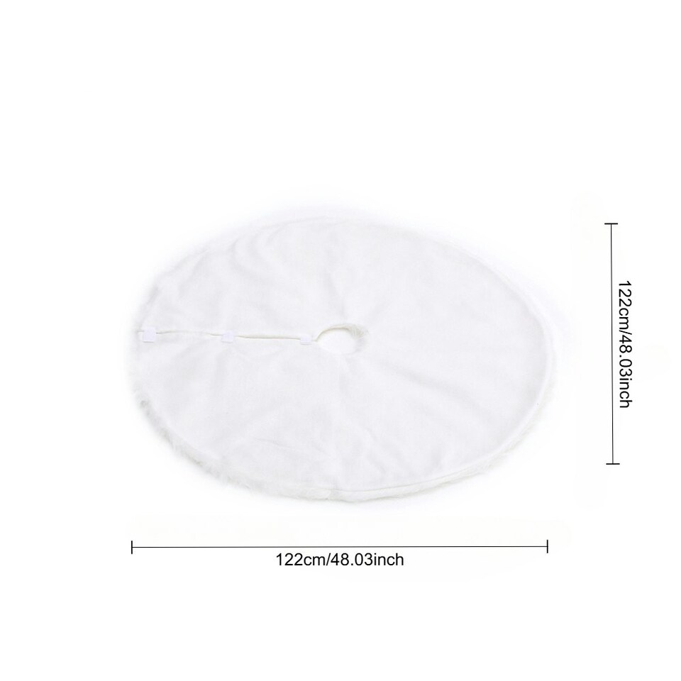 image 1 of Living and Home Snow White Plush Christmas Tree Skirt for Holiday Decoration-122 cm