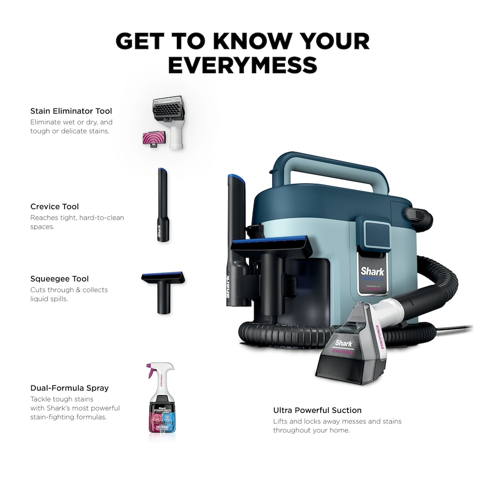 image 1 of Shark EveryMess Portable 3-in-1 Stain Eliminator, Wet Vac & Dry Vac VX110UK Blue