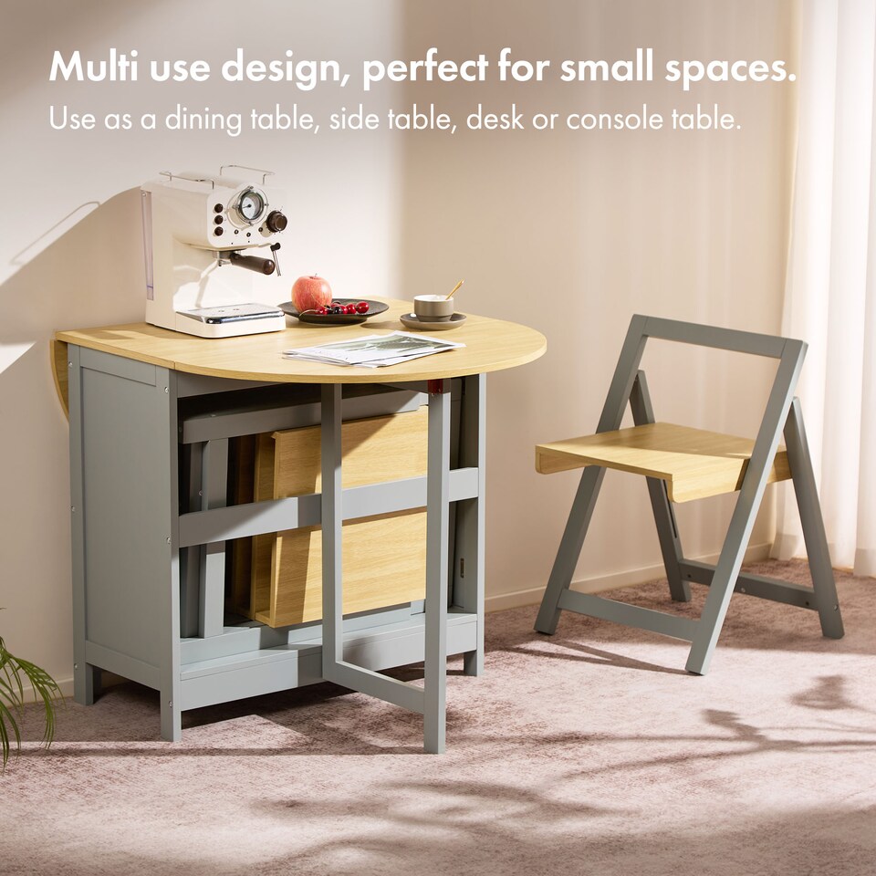 image 1 of VonHaus Firbeck Foldable Table and Chairs Set 4 for Dining Room