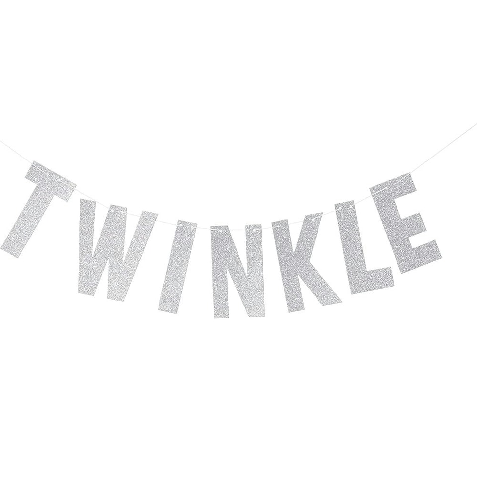 Creative Party Twinkle Little Star Glitter Banner - Silver - One Size