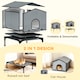 image 3 of PawHut Outdoor Cat House, Waterproof Insulated Cat Kennel with Elevated Base, Cushion, Foldable Feral Kitty Shelter for Indoor Outdoor Kittens, Grey