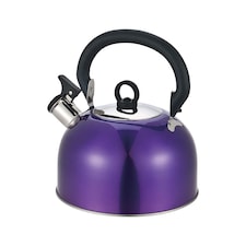 Buckingham Camping Whistling Kettle Met Purple Colour Coated Stainless Steel with Heat Resistant Phenolic Handle 2.5 L