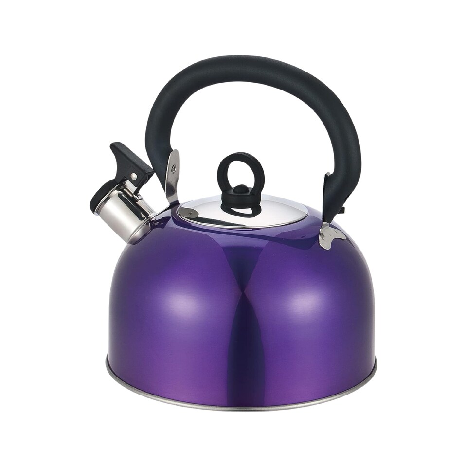 image 1 of Buckingham Camping Whistling Kettle Met Purple Colour Coated Stainless Steel with Heat Resistant Phenolic Handle 2.5 L