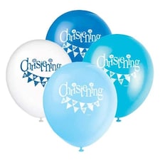 Christening Blue Biodegradable Latex Balloons 30cm / 12 in - Pack of 8