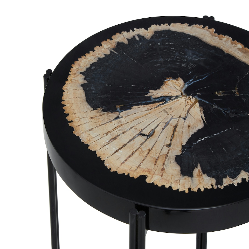image 1 of Relic Side Table With Resin Powder Coated Frame Black