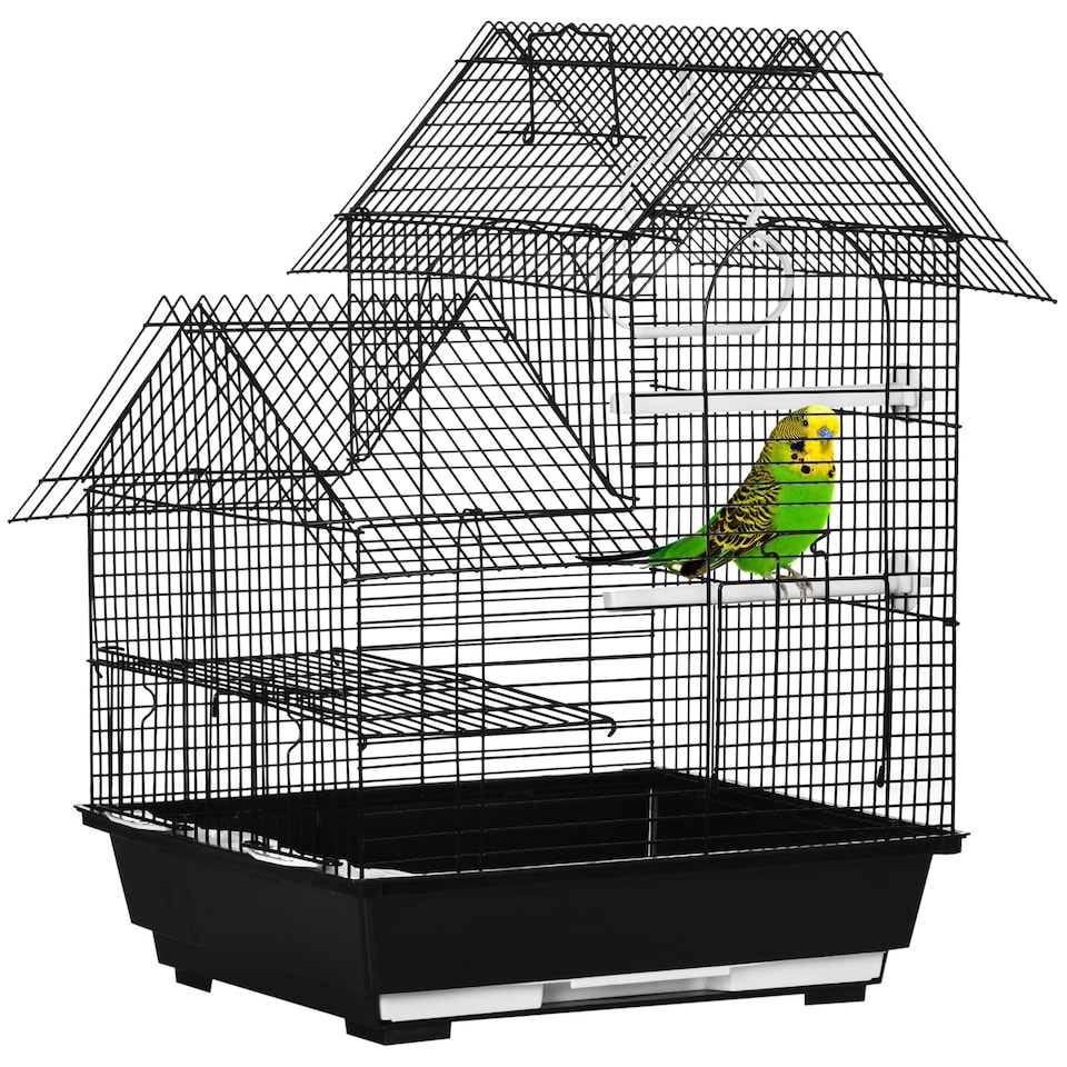 image 1 of PawHut Metal Bird Cage, With Plastic Perch, Swing Ring, Handle, 39 x 33 x 47cm