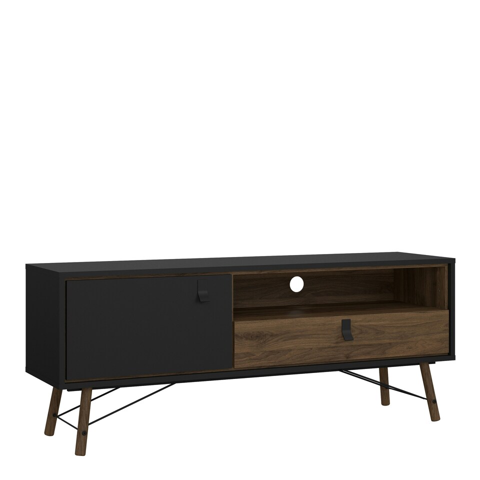 image 1 of Ry TV Unit 1 Door 1 Drawer in Matt Black Walnut
