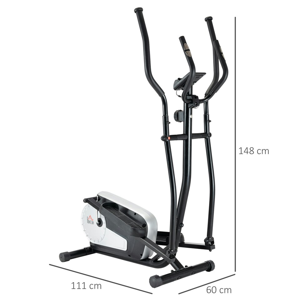 image 1 of HOMCOM Elliptical Cross Trainer w/ Adjustable Resistance, LCD Monitor, Wheels