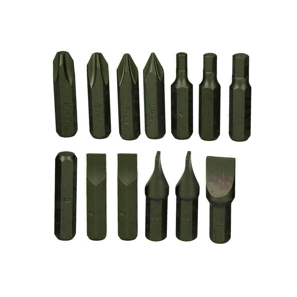 image 1 of 13pc Impact Socket Driver Bits Screwdriver Phillips Slotted Flathead Allen Hex