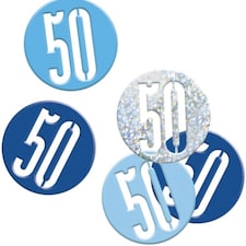 Blue Glitz Age 50 Holographic Assorted Table Confetti 14 Grams