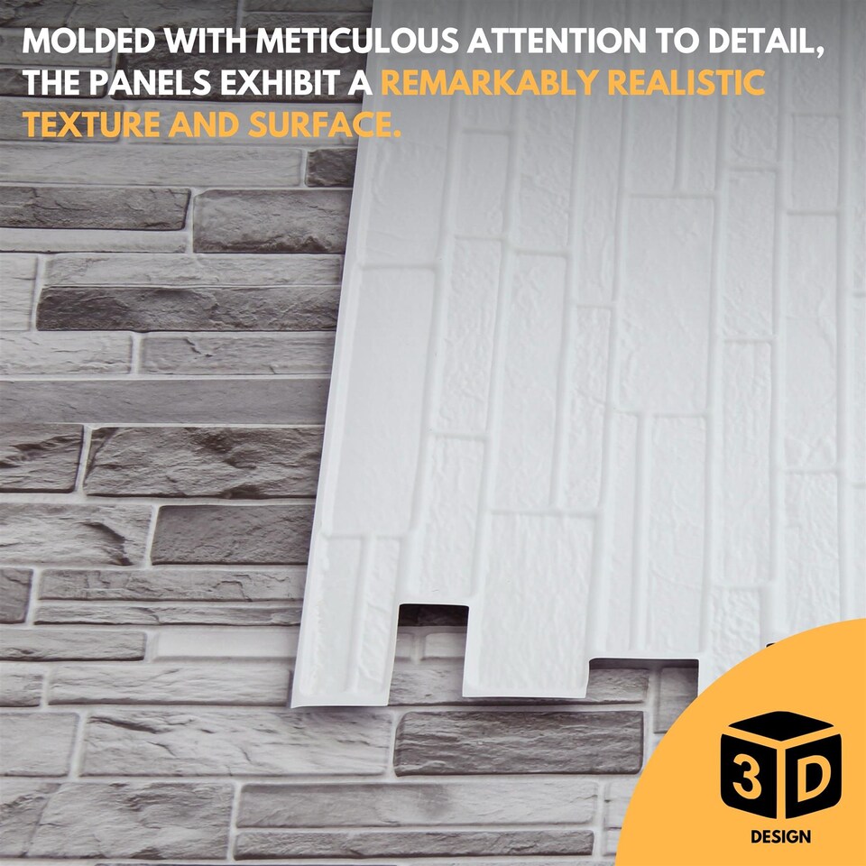 image 1 of NOVECRAFTO Brick Effect 3D Wall Panels (96cm x 48cm) DIY Decorative PVC Plastic Cladding Panels