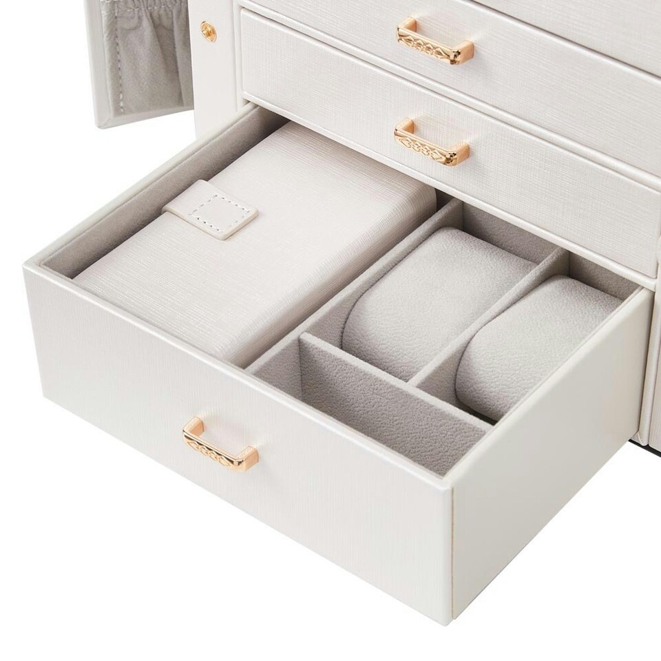 image 1 of Living and Home Jewellery Box Organizer with Large Capacity - White