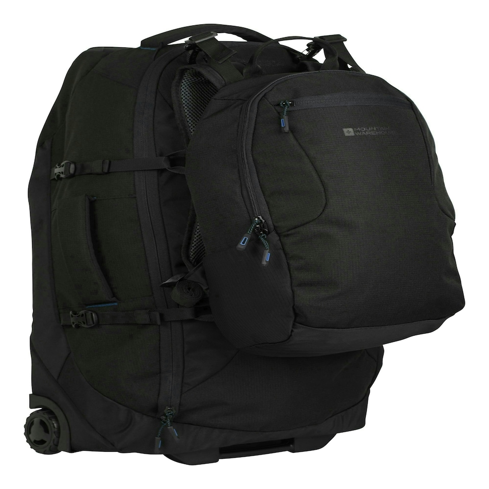 image 1 of Mountain Warehouse Wheelie 50L + 20L Rucksack Backpack Detachable Daypack Wheels Black