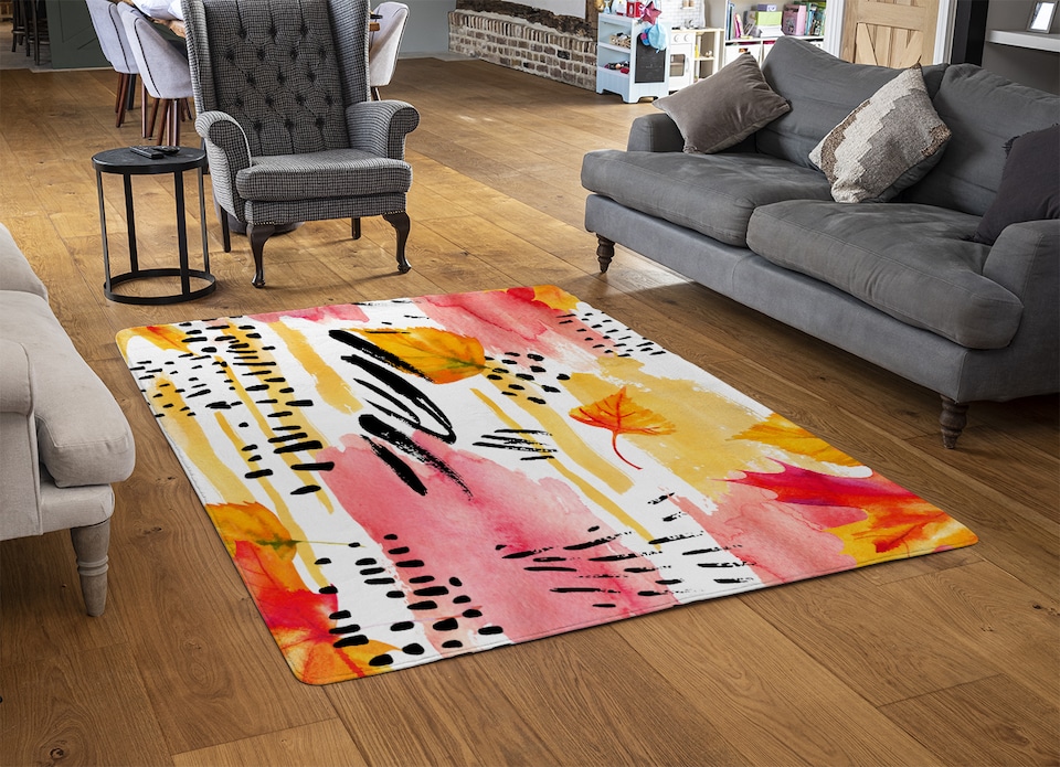 image 1 of Abstract Fall Seamless Pattern In Bright Autumn Colours Designer Rug | Multi
