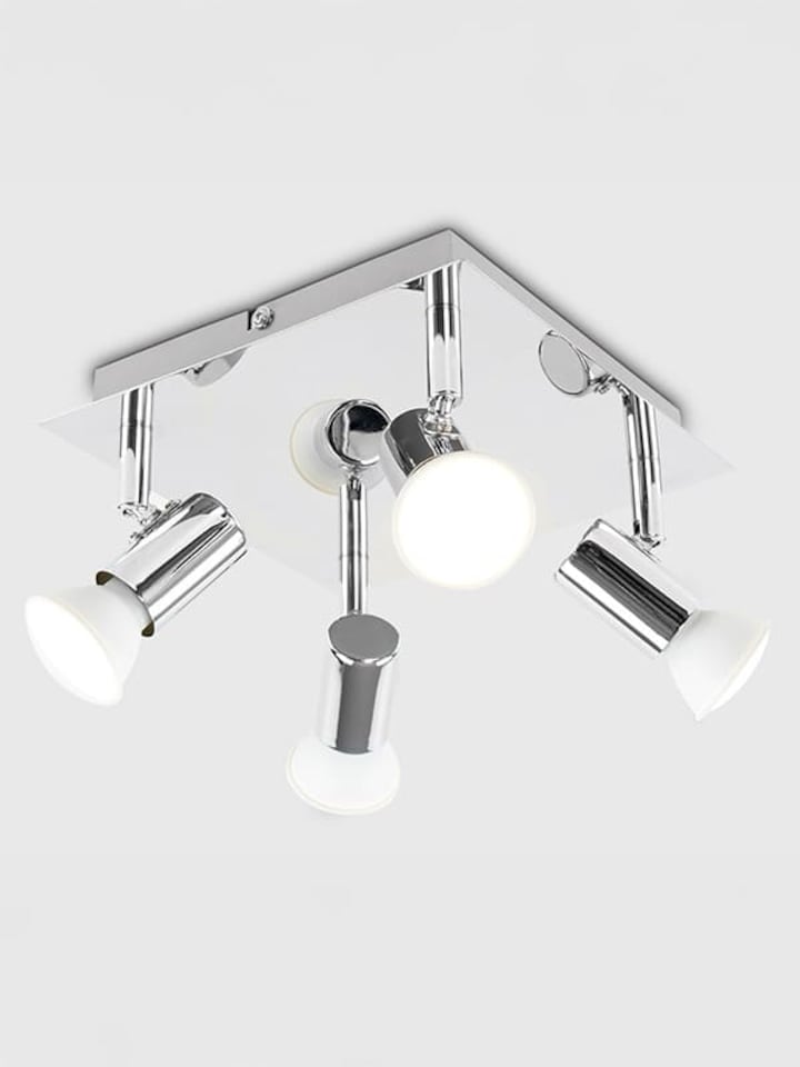 image 1 of ValueLights Chrome Square 4 Way GU10 Ceiling Spotlight