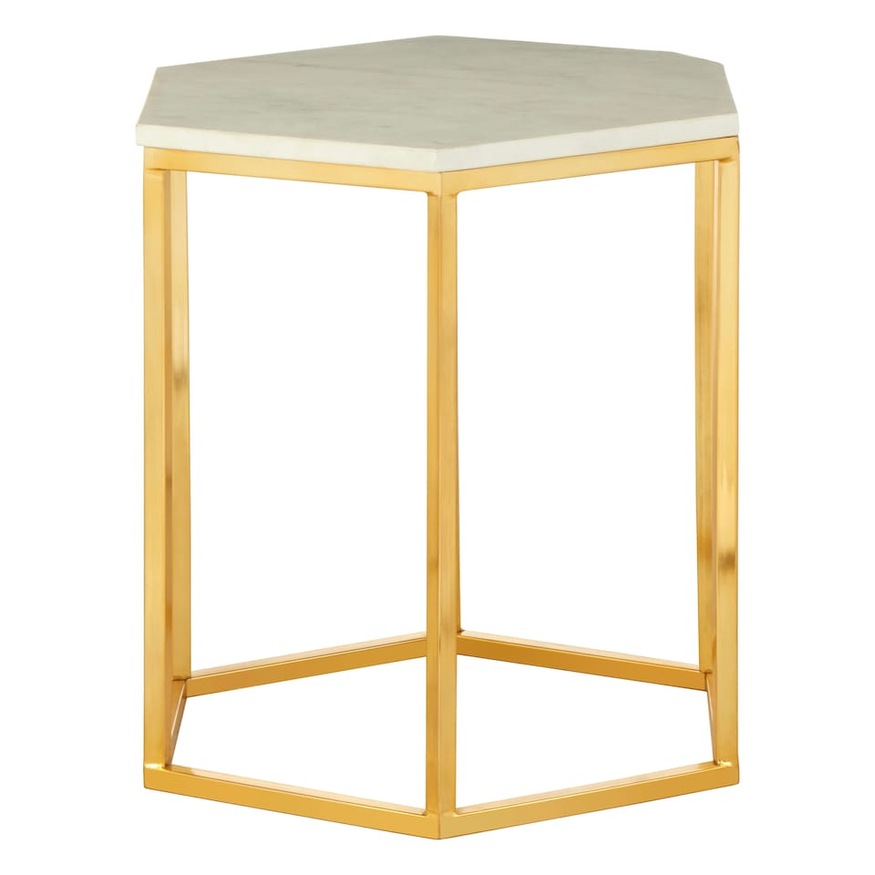 image 1 of Stunning Design Hexagonal Side Table, Versatile Metal Side Table For Livingroom, Functional Bedside Table Gold