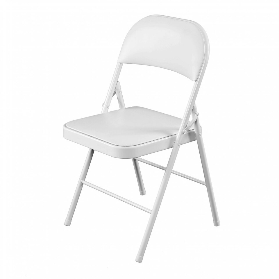 image 1 of Oypla Heavy Duty White Padded Folding Metal Desk Office Chair Seat