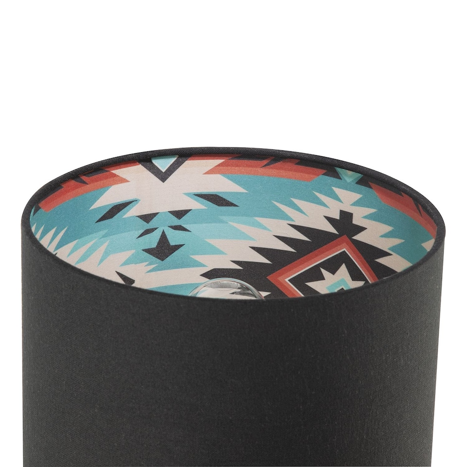 image 1 of Modern Colourful Aztec Designed Lamp Shade with Black Linen Fabric