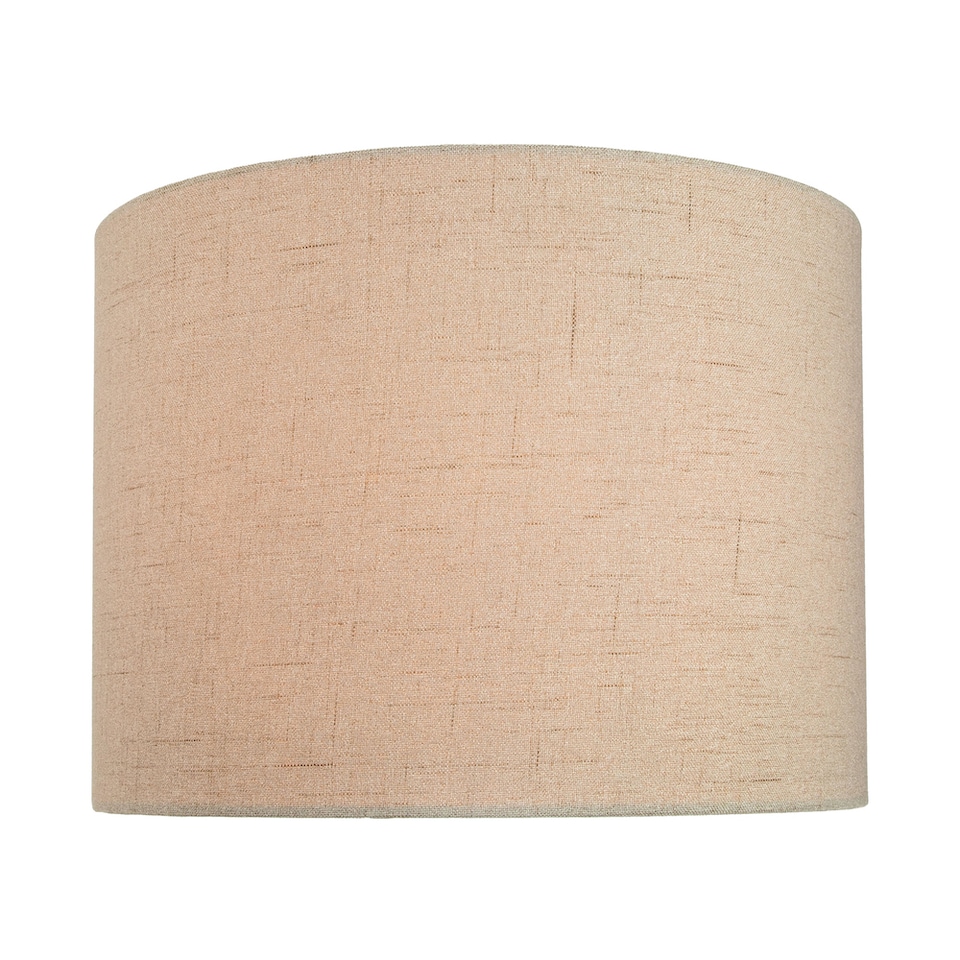 image 1 of Contemporary and Sleek Taupe Textured 10 Inch Linen Fabric Drum Lamp Shade 60w Max | Cream
