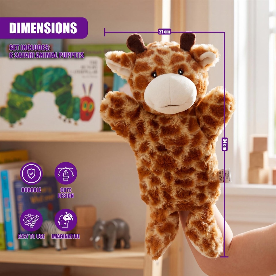 image 1 of The Magic Toy Shop Animal Hand Puppets Set of 6 Storytelling Kids Toys
