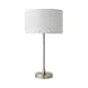 image 4 of ValueLights Maeve White Fabric Drum Lamp Shade Brushed Chrome Bobbin Bobble Table Lamp Silver