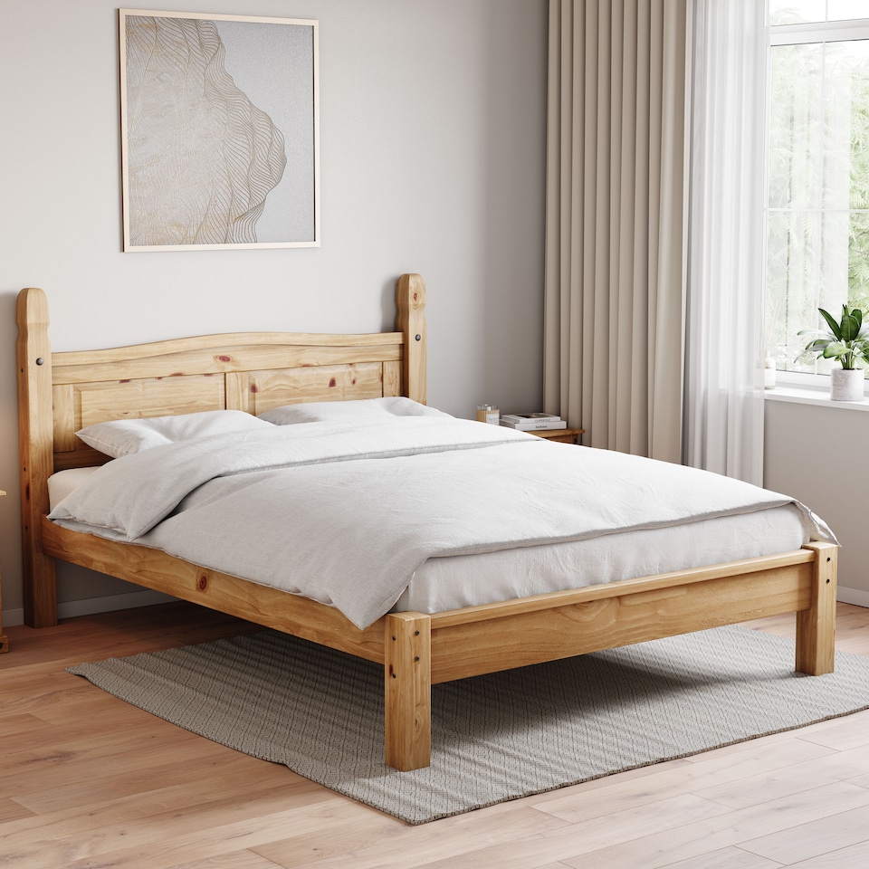 image 1 of Vida Designs Corona 4ft6 Double Bed Solid Pine Wood Frame, Low Foot End, 135 x 190cm
