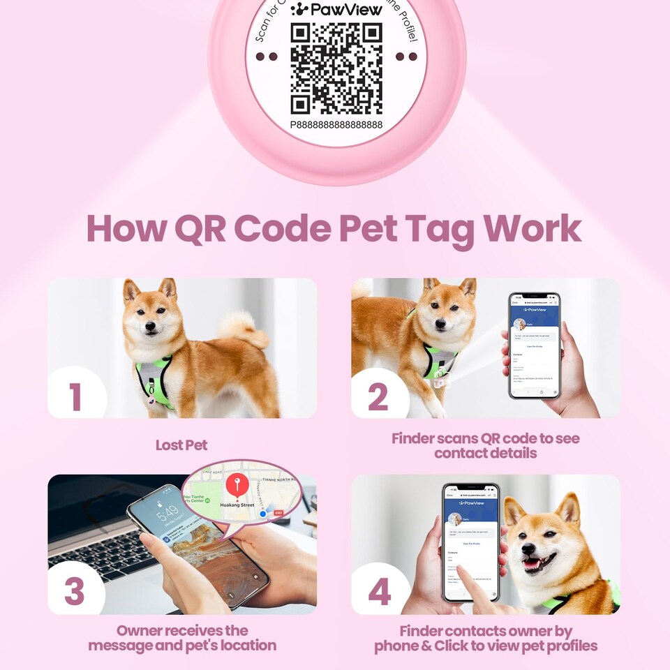 image 1 of AirTag Holder & Collar for Pets GPS Tag & App with Smart QR ID