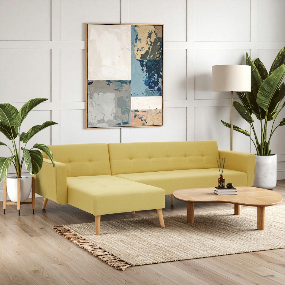 image 1 of Hansa Hagen Olive Large Corner Sofa Bed Green