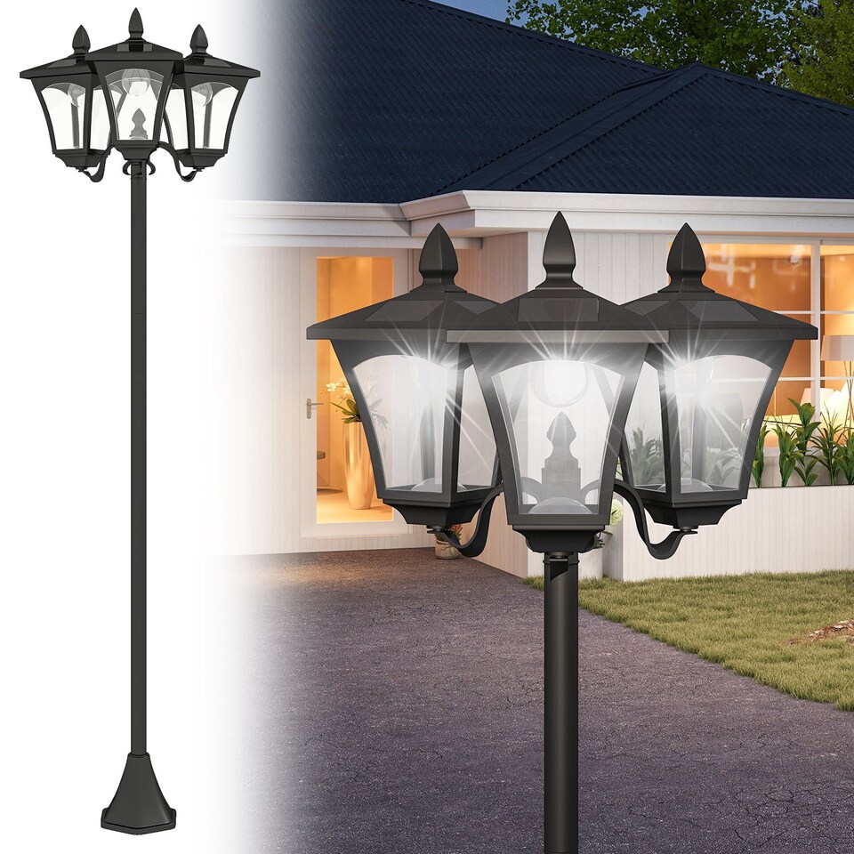 image 1 of Outsunny Outdoor Garden Solar Light with Base Energy-efficient IP44 Dimmable