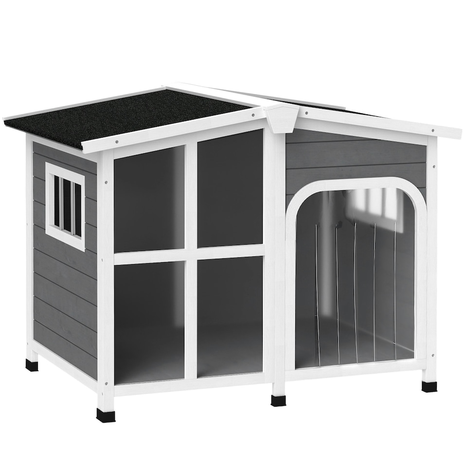 image 1 of PawHut Wooden Dog Kennel, Dog House w/ Removable Floor or Large Dogs 