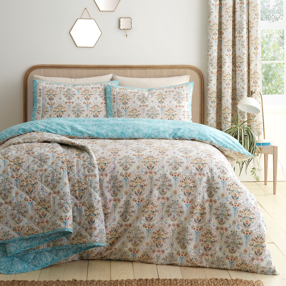 image 1 of D & D Edena Decorative Floral Duvet Cover Set Natural