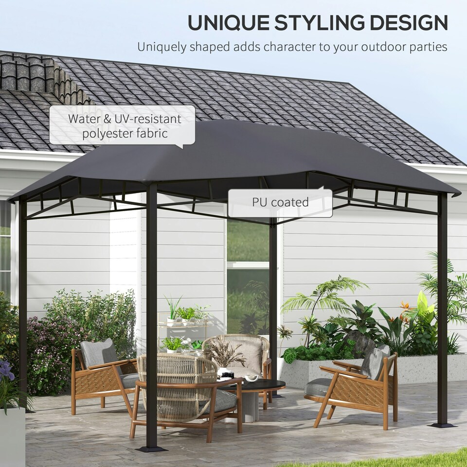 image 1 of Outsunny 3x3m Outdoor Patio Gazebo Canopy Tent, Steel Frame, Grey